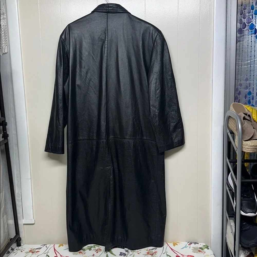 Vintage International Leather Collection size Large Women’s Black Trench Coat